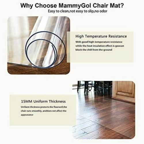 Office Chair Mat for Hard Wood Floors 36x47 Heavy Duty Floor Protector Easy Clean