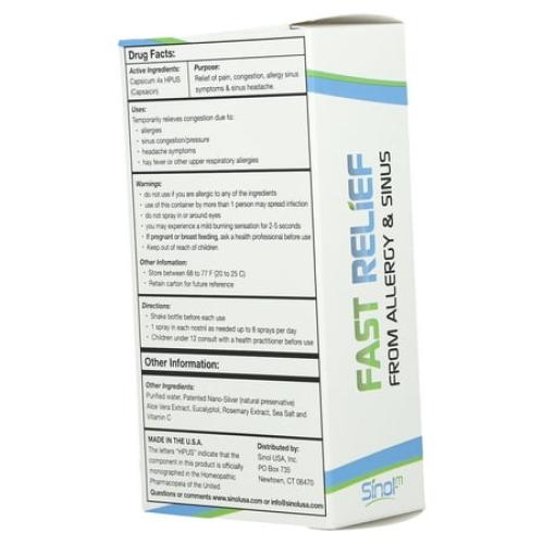 Sinol - Sinol-M All-Natural Allergy/Sinus Nasal Spray with MucoAd - 15 ml.