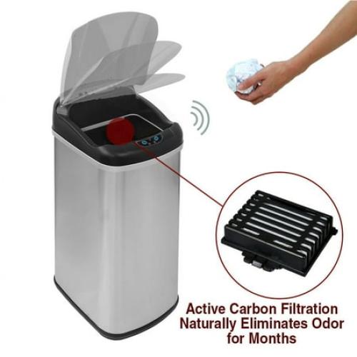 13.2 Gal Deodorizer Touchless Stainless Steel Trash Can Automatic Motion Sensor