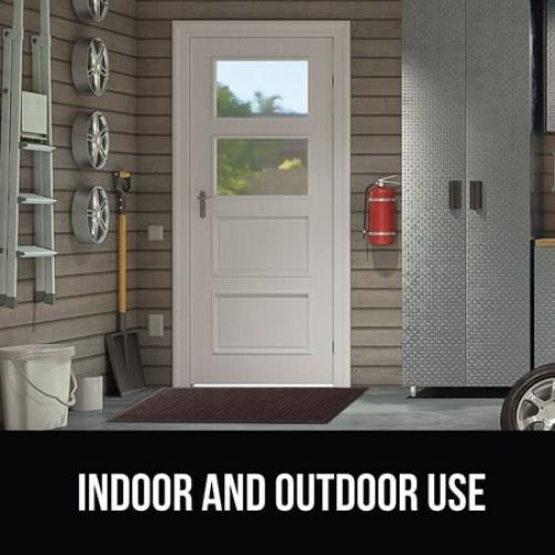 GORILLA GRIP Moisture Guard Doormat, Indoor Outdoor Rubber Backed Weather Mat, 35x23, Coffee