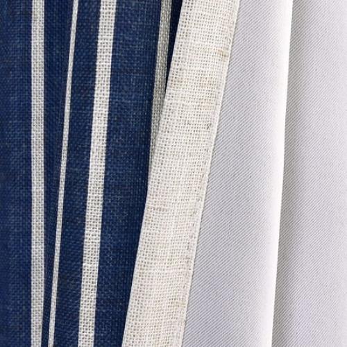 DriftAway Chris Vertical Striped Pattern Blackout Room Darkening Thermal Insulated Tie Up Adjustable Balloon Rod Pocket Curtain for Small Window, 45 x 63, Ivory Dark Blue