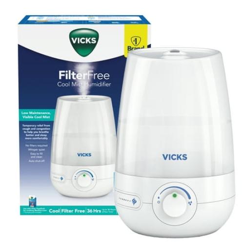 Vicks 1 Gallon Filter Free Cool Mist Humidifier, 400 Sq ft, White, VUL545