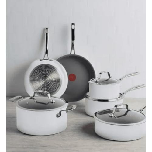 T-fal Excellence Ceramic Non-Stick Cookware Set, 10-Piece - White ‼️has stains and could have missing pieces ‼️