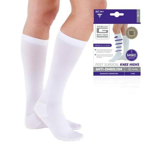 Neo G Post Surgical Knee High Anti-Embolism Stockings (18mmHg) - XLarge, White