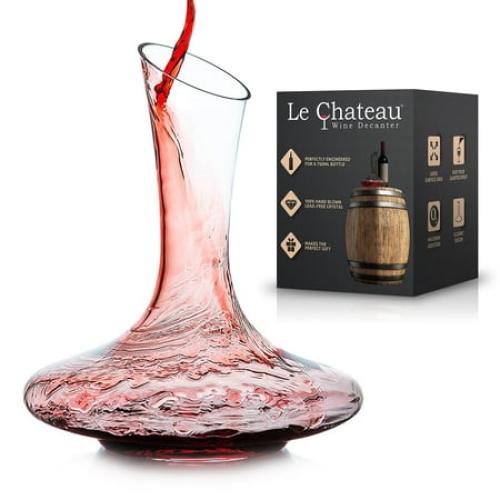Le Chateau Wine Decanter - Hand Blown Lead Free Crystal Carafe (750ml) - Red Wine Aerator, Gifts