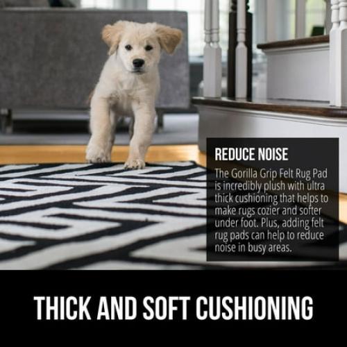 GORILLA GRIP Felt Rug Gripper Rug Pad 1/8” Thick 2x3 FT Protective Pads for Under Rugs