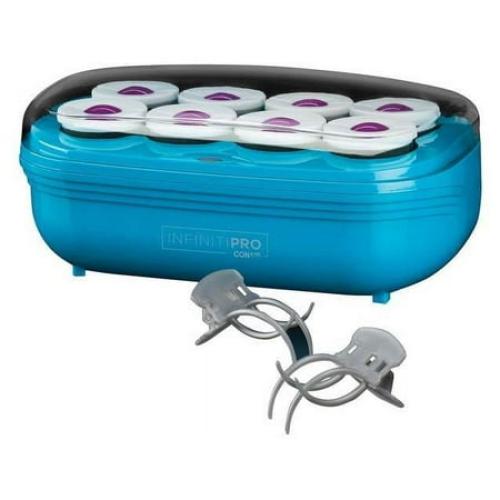 IninitiPRO BY CONAIR Instant Heat Tourmaline Ceramic Flocked Hot Rollers, 2-inch Hot Roller Blue Setter for Mega Volume and Smooth Waves CHV28N