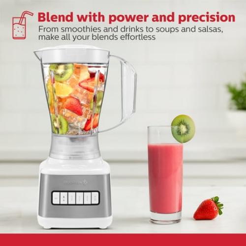 Holstein Housewares 8-Speed Blender 500W Motor, 48 oz Plastic Jar, and Intuitive Controls for Effortless Blending - Elevate Your Culinary Experience Now - Kitchen Essential