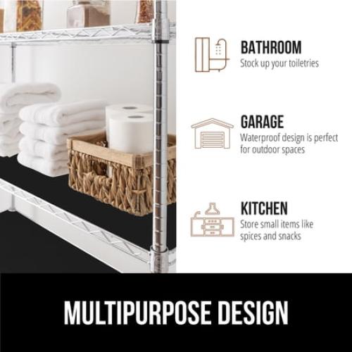 GORILLA GRIP Wire Shelf Liner, Set of 5 Waterproof Shelving Liners, 14x30 Black