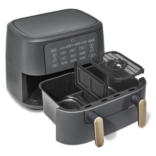 Beautiful 9 QT TriZone Air Fryer, Oyster Grey by Drew Barrymore