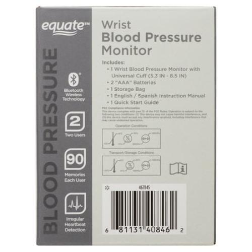 Equate BP-6500 Wrist Blood Pressure Monitor with Bluetooth