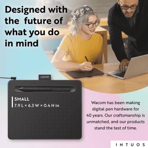 Wacom Intuos Graphics Drawing Tablet, 3 Bonus Software Included, 7.9x 6.3, Black, Small (CTL4100)