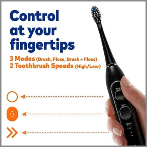 Waterpik SF-04 Sonic-Fusion 2.0 Professional Flossing Toothbrush, Electric Toothbrush and Water Flosser Combo In One Black