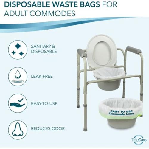 Set of 96 TidyCare Bedside Commode Liners, Portable Toilet Liners, Value Pack, 96 Count