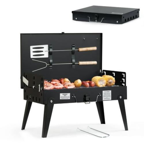 MASTER COOK Portable Foldable Charcoal Grill Tabletop BBQ for Camping, Patio and Picnic 17.1”*10.8”*2.5”