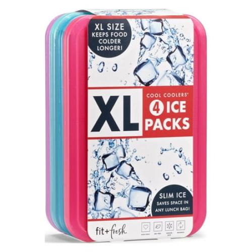 Fit & Fresh Cool Coolers Slim XL Ice Multi Color Pack, Set of 4