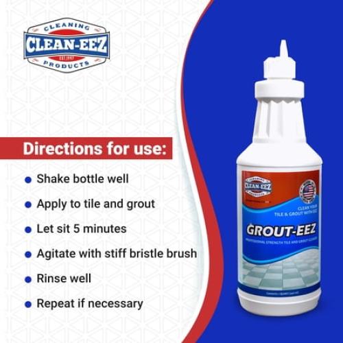 Clean-eez - Grout-eez Super Heavy-Duty Grout Cleaner Easy and Effective. Destroys Dirt and Grime with Ease. Safe for Colored Grout. Single Bottle and Handheld Brush (2)