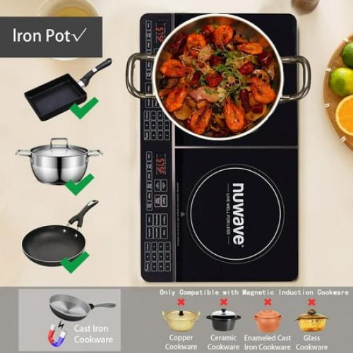 NuWave Electric Double Induction Cooktop 8” Portable Ultrathin with Sensor Touch Precision Induction Cooktop Burner, Home