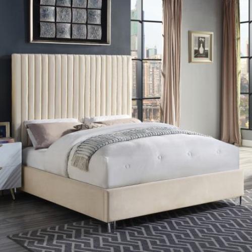 ACME Edzia Queen Bed in Beige Velvet BD00963Q