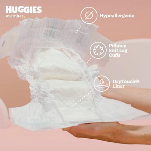 Huggies Overnites Nighttime Baby Diapers, Size 5, 50 Ct