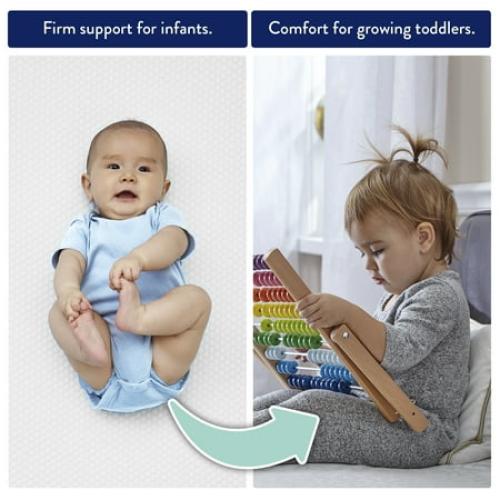 Kolcraft Pediatric 800 Extra Firm Ultra Deluxe Crib Mattress and Toddler Mattress, 80 Coil White
