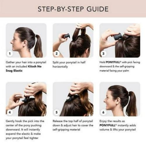 Kitsch Pro Ponyfull Hair Accessory, Ponytail Holder, Hair Tie (Dark Brunette, Black)