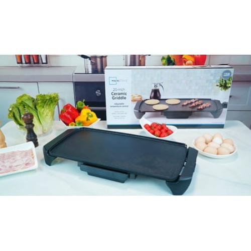 Mainstays 20” Electric Griddle - Non-Stick, Temperature Control,1500 W,Ceramic Coating NEEDS CLEANING/ MAY HAVE MISSING ACCESSORIES