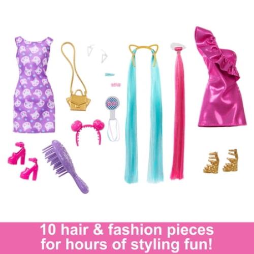 Barbie® Fun & Fancy™ Hair Doll with Extra-Long Colorful Blonde Hair and Styling Accessories