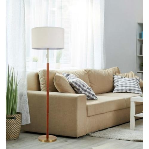 Size 58 Color Brown Simplee Adesso Wood and Brass 58H Walnut Finish Floor Lamp with Pull Chain, Transitional, Adult Use