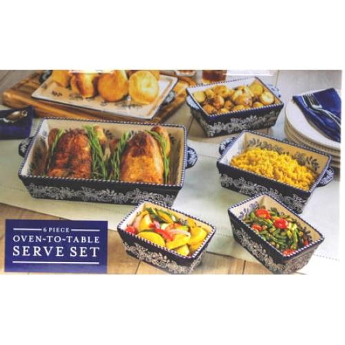 Baum Dishwasher Safe Ceramic Serveware / Bakeware Blue 6 Piece