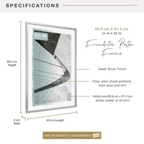 MCS Foundation 16x24 Poster Frame Traditional Brass, Vertical & Horizontal Wall Hanging Large Picture Frame for Photos, Posters & Art Prints (1-Pack)