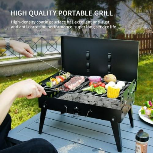 MASTER COOK Portable Foldable Charcoal Grill Tabletop BBQ for Camping, Patio and Picnic 17.1”*10.8”*2.5”