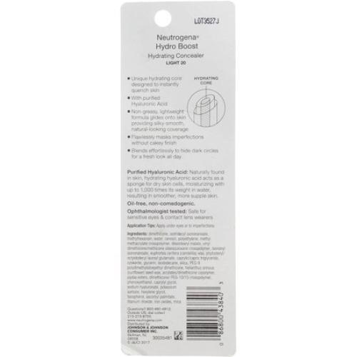 Neutrogena Hydro Boost Hydrating Concealer, 20 Light 0.12 oz (Pack of 2)