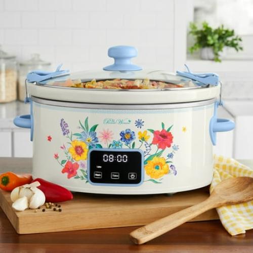 The Pioneer Woman 6-Quart Portable Slow Cooker With Touchscreen Control‼️may come with missing or broken pieces ‼️and stains