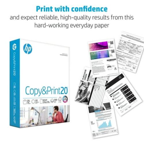 HP Copy & Print20, 20lb, 8.5 x 11, 1 Ream (500 Sheets)