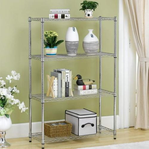 BestOffice 4 Shelf Wire Shelving,Height Adjustable Metal Shelving,for 1000 LBS Capacity,Chrome