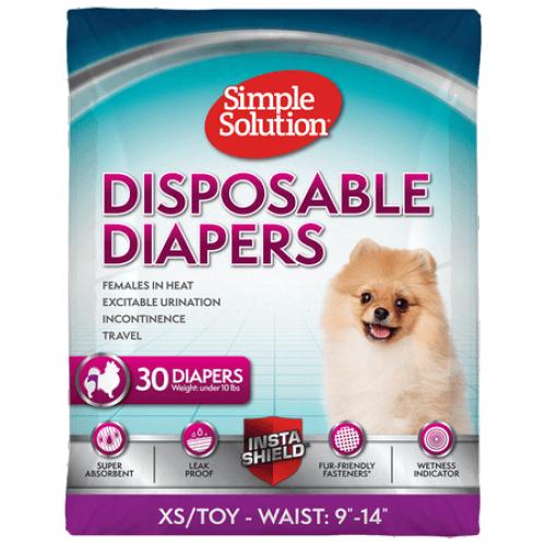 Simple Solution True Fit Disposable Female Dog Diaper XS/Toy, 30ct