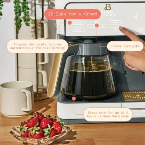 Beautiful Multi-Brew 12-Cup Programmable Drip & Single-Serve Coffee Maker, Black sesame by Drew Barrymore