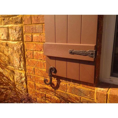 12 in. x 43 in. Lifetime Vinyl Standard Three Board Spaced Board and Batten Shutters Pair Tuxedo Grey (NO TEST)