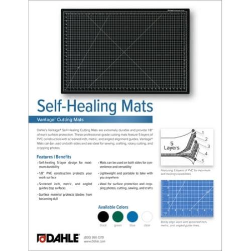 Dahle Vantage 10673 Premium Self-Healing Cutting Mat, 24x36, 1/2 Grid, Perfect for Crafts & Sewing, Black