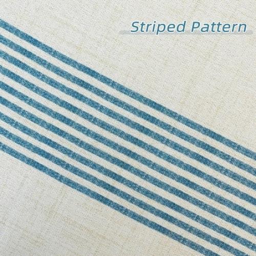 DriftAway Chris Vertical Striped Pattern Linen Blend Lined Thermal Insulated Blackout and Room Darkening Grommet Linen Curtains for Farmhouse Printed, 2 Panels, 52 x 84, Cabana Denim Stripe