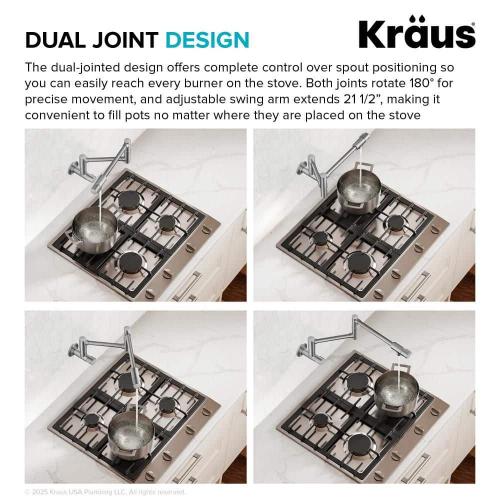 Bolden Wall Mount Pot Filler Kitchen Faucet with Retractable Arm in Spot-Free Antique Champagne Bronze