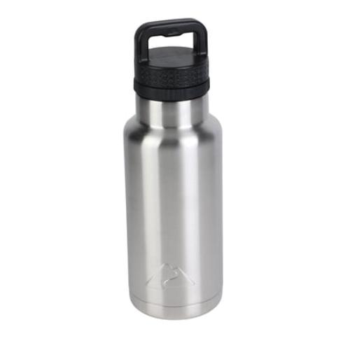 Ozark Trail 64 oz Chug Lid, Double-Wall Vacuum Insulated Stainless Steel Water Bottle, Silver, Keeps Drinks Hot & Cold