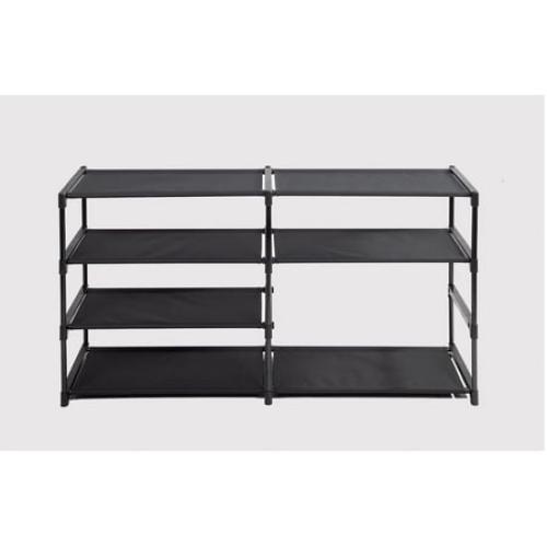 Mainstays 4-Tier Shoe Rack Storage Organizer, Rich Black, 24 Pairs, Iron Poles & Plastic Connectors