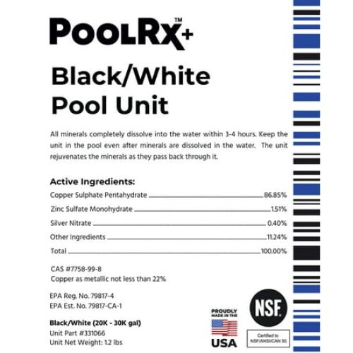 Pool Rx  Black/White 6-Month Swimming Pool Mineral Algicide, 1 Tablet Treats 20k-30k Gallons of water