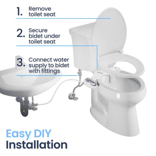 LUXE Bidet NEO 320 - Hot and Cold Water Bidet Attachment, Self-Cleaning, Rear and Feminine Wash White