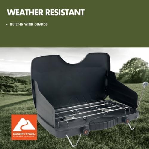 Ozark Trail 2-Burner Propane Gas Camping Stove, Black may have missing accessories