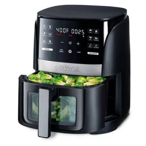 Gourmia 6-Qt Digital Window Air Fryer with 12 Presets & Guided Cooking Black