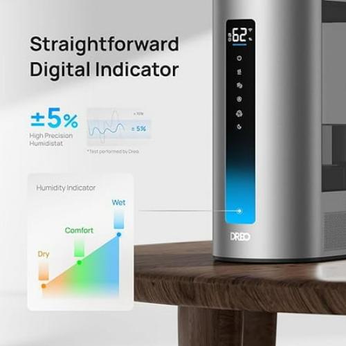 Dreo Size 6L Smart Humidifier for Bedroom Large Room, Warm & Cool Mist Humidifier, Top Fill, Run Time 60 Hours, High Precision Humidity Sensor and Indicator Light, Nursery, Plants, Works with Alexa, HM713S