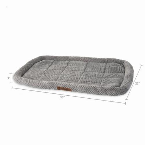 Vibrant Life Cozy Luxe Crate Mat Pet Bed, Gray, 36 Inches